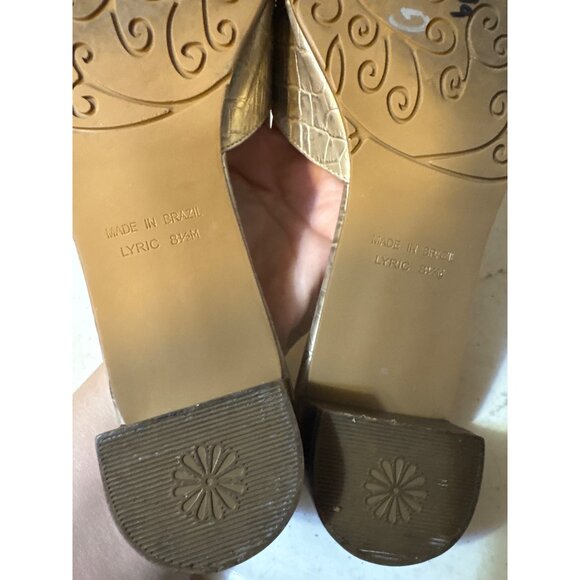 Brighton Lyric 8.5M Croc-Embossed Leather Slide Sandals With Silver Buckle Accen - Picture 5 of 7